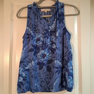 🫶 5 For $30 LOFT Women's Blue Floral Sleeveless Top